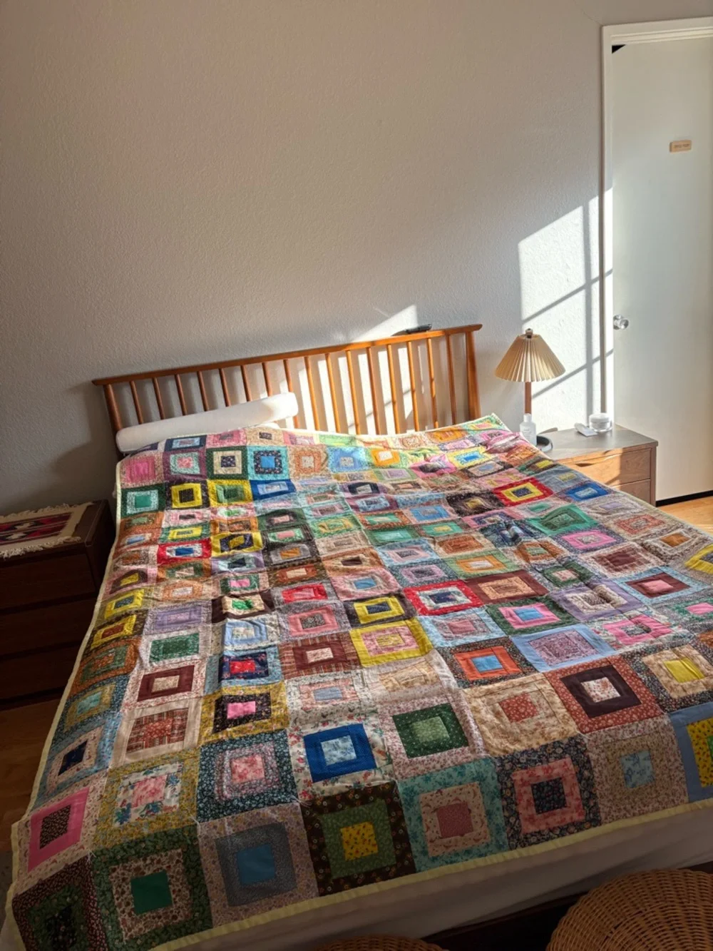 Handmade Multicolor Patchwork Quilt - Vibrant Square Design